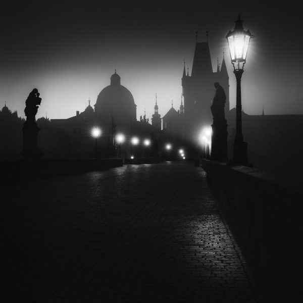 dresden at night in black and white